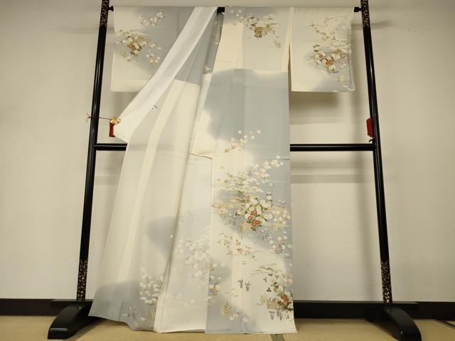 平和屋着物*夏物 訪問着 絽 風景草花文 暈し染め 金彩 正絹 逸品 AABI9916jd