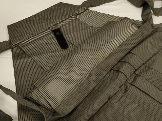 平和屋着物*夏物 男性 馬乗り袴 縦絽 縞 正絹 逸品 AABI9919jd
