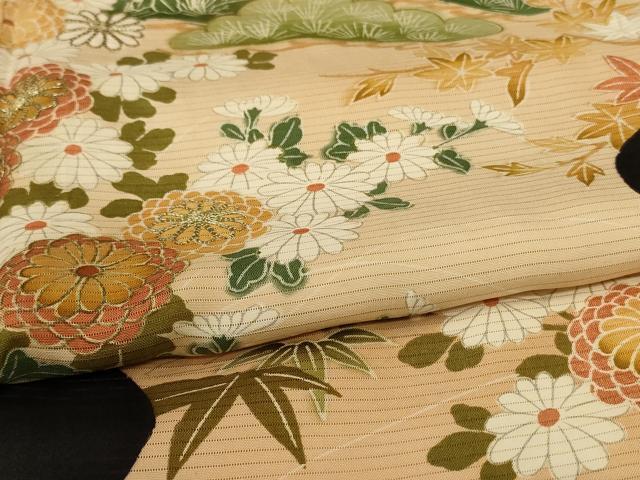 平和屋着物*夏物 黒留袖 絽 駒刺繍 流水草花文 正絹 逸品 AABI9921jd
