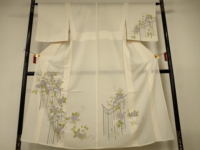 平和屋着物*夏物 訪問着 絽 草花文 銀彩 正絹 逸品 AABI9926jd