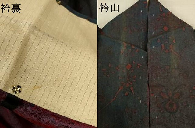 平和屋着物*夏物 お召 紗 唐草文 正絹 逸品 AABI9935jd