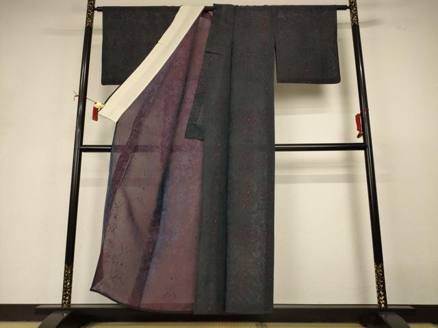 平和屋着物*夏物 お召 紗 唐草文 正絹 逸品 AABI9935jd