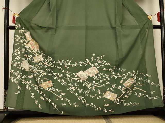 平和屋着物*夏物 訪問着 絽 駒刺繍 冊子枝花文 正絹 逸品 AABI9936jd