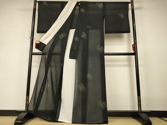 平和屋着物*夏物 結城紬 夏結城 80亀甲 飛び亀甲柄 源氏香 証紙付き 正絹 逸品 AABI9937jd