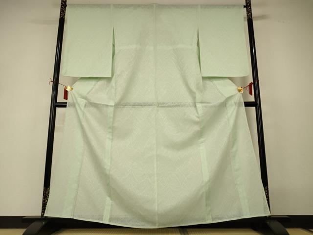平和屋着物*夏物 色無地 草葉紋紗 夏虫色 正絹 逸品 AABI9948jd