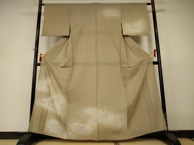 平和屋着物*夏物 訪問着 紗紬 木賊 暈し染め 銀彩 正絹 逸品 AABI9954jd