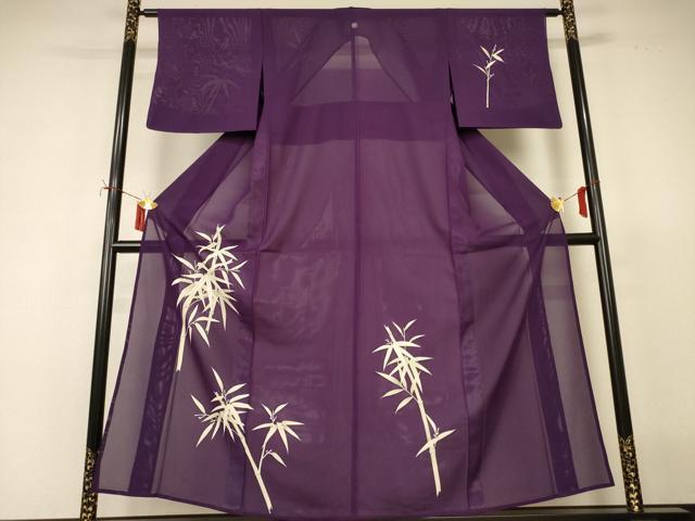 平和屋着物*夏物 訪問着 絽 手描き 笹竹文 正絹 逸品 AABI9961jd