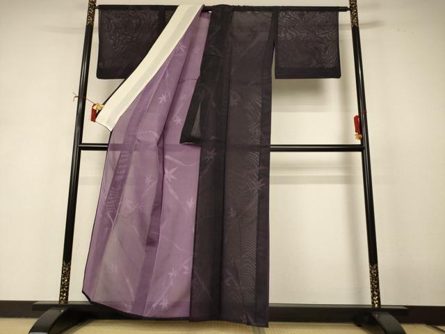 平和屋着物*夏物 小紋 紗 楓文 正絹 逸品 AABI9965jd
