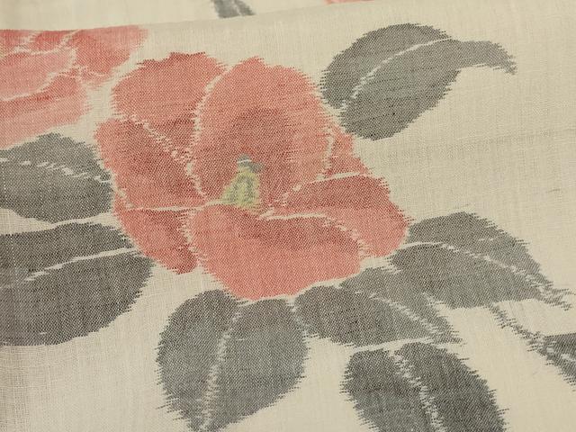 平和屋着物*夏物 小千谷ちぢみ 草花文 麻 逸品 AABI9973jd