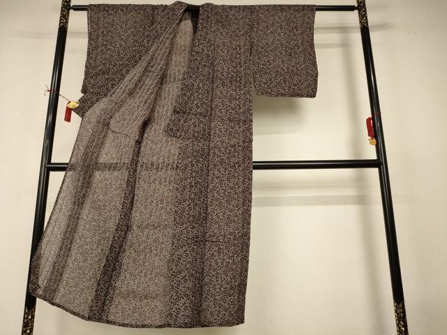 平和屋着物*夏物 小紋 紗 花唐草文 正絹 逸品 AABI9982jd