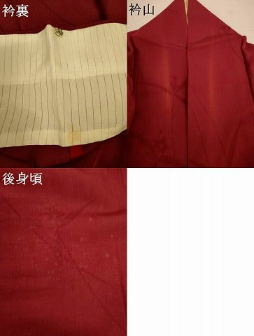 平和屋着物*夏物 色無地 舞花紋紗 葡萄茶色 正絹 逸品 AABI9983jd