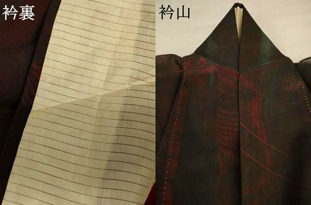 平和屋着物*夏物 小紋 紗 舞葉文 黒地 正絹 逸品 AABI9987jd