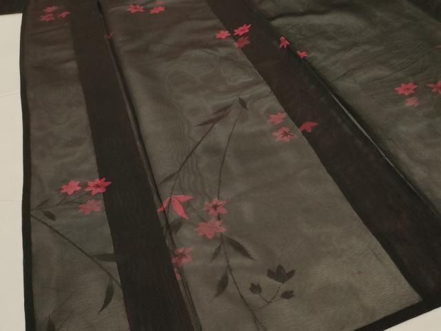 平和屋着物*夏物 小紋 紗 舞花文 黒地 正絹 逸品 AABI9994jd