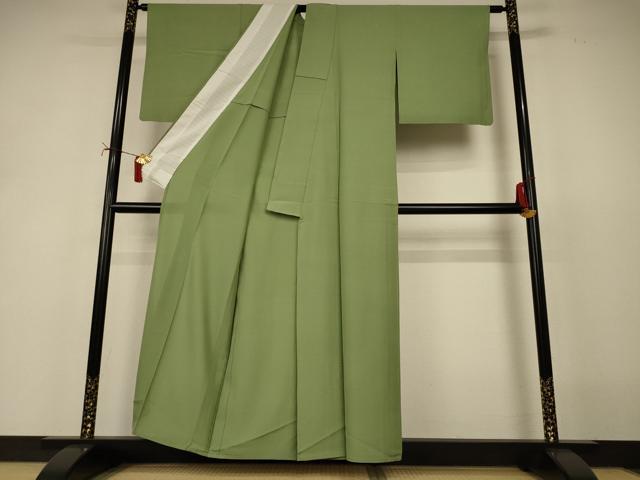 平和屋着物*夏物 色無地 絽 柳茶色 正絹 逸品 AABI9998jd