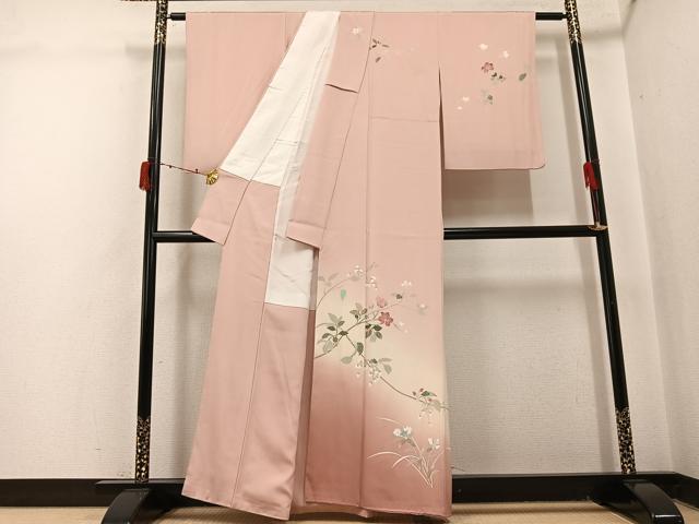 平和屋着物●訪問着 友禅 枝花文 暈し染め 正絹 逸品 AABJ0001ph