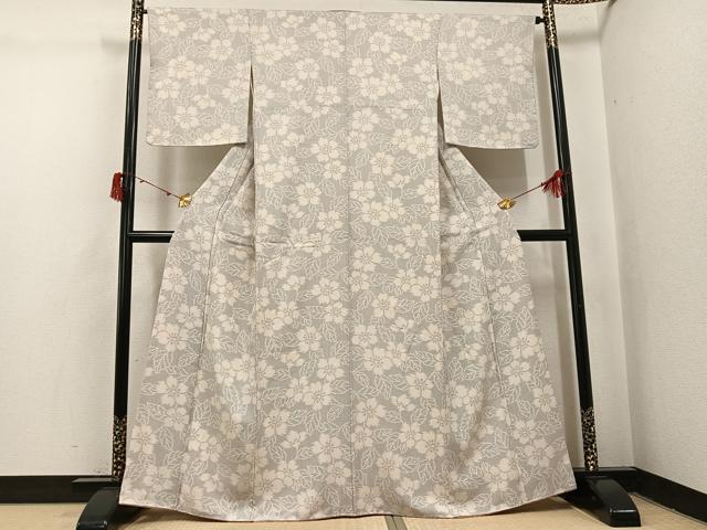 平和屋着物●お召 120亀甲 草花文 正絹 逸品 未使用 AABJ0005ph