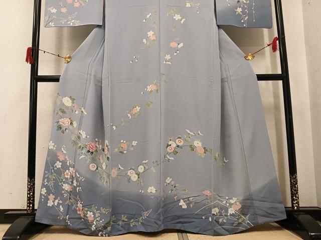 平和屋着物●訪問着 友禅 枝花文 暈し染め 正絹 逸品 AABJ0008ph