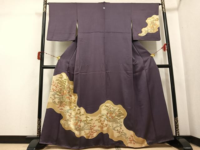 平和屋着物●訪問着 松竹梅風景文 金彩 正絹 逸品 AABJ0009ph