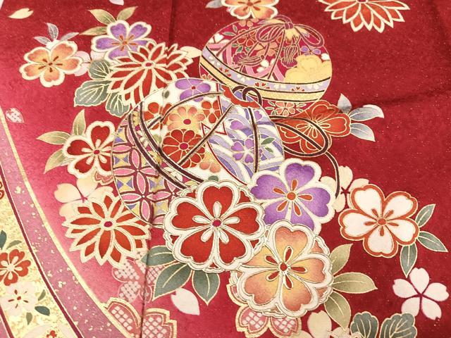 平和屋着物●豪華振袖 花毬文 暈し染め 金彩 金通し地 ロング丈 正絹 逸品 AABJ0011ph