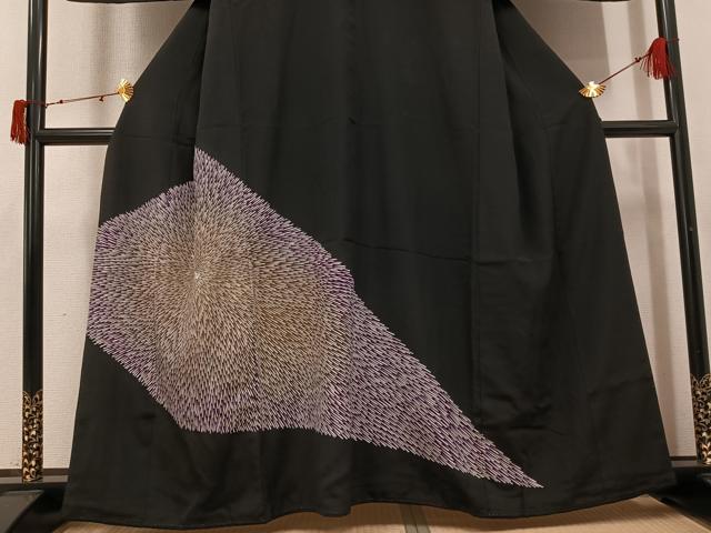 平和屋着物●豪華黒留袖 刺繍 舞花文 正絹 逸品 AABJ0018ph