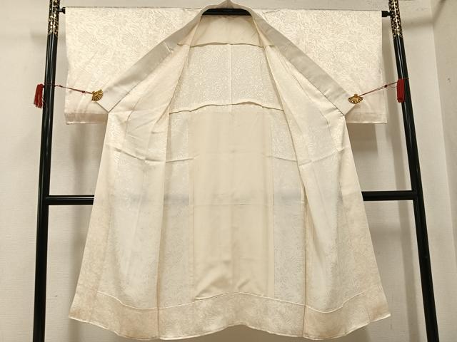 平和屋着物●長襦袢 無双仕立て 花地紋 練色 正絹 逸品 未使用 AABJ0022ph