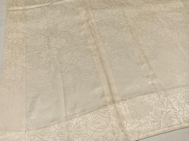 平和屋着物●長襦袢 無双仕立て 花地紋 練色 正絹 逸品 未使用 AABJ0022ph