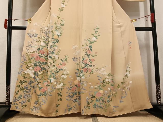 平和屋着物●訪問着 友禅 作家物 粋峰 枝花文 暈し染め さが美扱い 正絹 逸品 AABJ0023ph
