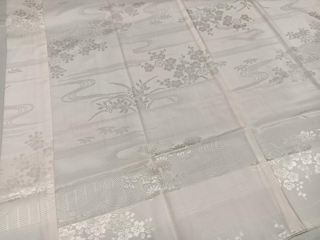 平和屋着物●振袖用長襦袢 無双仕立て 草花地紋 桜色 半衿刺繍 洗える着物 未使用 AABJ0026ph