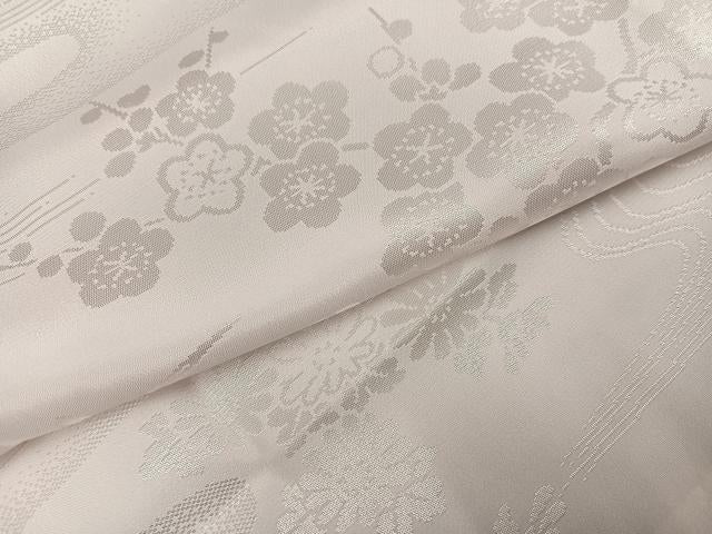 平和屋着物●振袖用長襦袢 無双仕立て 草花地紋 桜色 半衿刺繍 洗える着物 未使用 AABJ0026ph