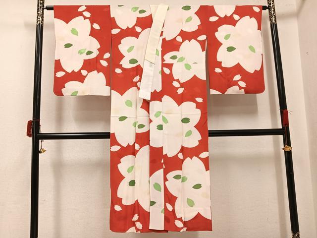 平和屋着物●長襦袢 無双仕立て 舞桜 ゑり善扱い 正絹 逸品 未使用 AABJ0031ph