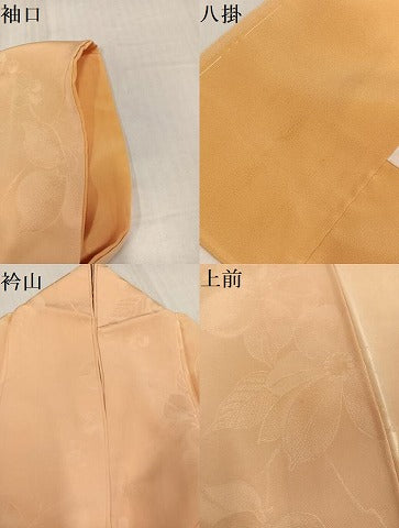平和屋着物●上質な色無地 枝花地紋 雄黄色 正絹 逸品 AABJ0035ph