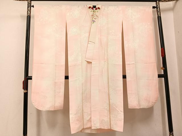 平和屋着物●振袖用長襦袢 袷 花車地紋 暈し染め 正絹 逸品 AABJ0042ph