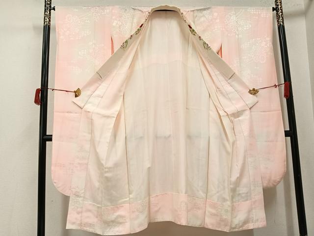 平和屋着物●振袖用長襦袢 袷 花車地紋 暈し染め 正絹 逸品 AABJ0042ph