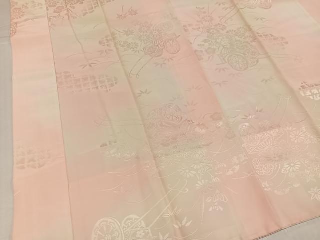 平和屋着物●振袖用長襦袢 袷 花車地紋 暈し染め 正絹 逸品 AABJ0042ph