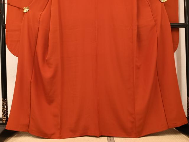 平和屋着物●豪華振袖 色無地 赤丹色 正絹 逸品 AABJ0043ph