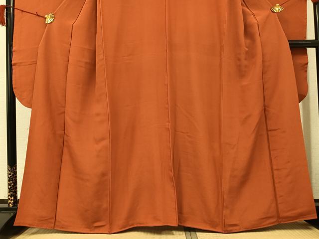 平和屋着物●豪華振袖 色無地 樺色 正絹 逸品 AABJ0047ph