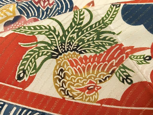 平和屋着物●豪華振袖 型染め 吉祥花鳥文 金通し地 正絹 逸品 AABJ0052ph