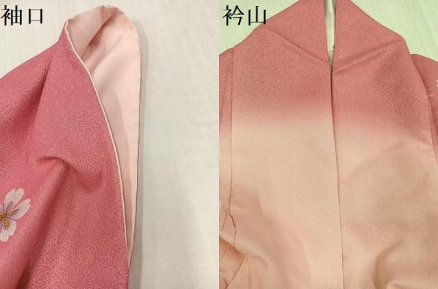 平和屋着物●小振袖 舞桜 暈し染め 金彩 洗える着物 AABJ0057ph