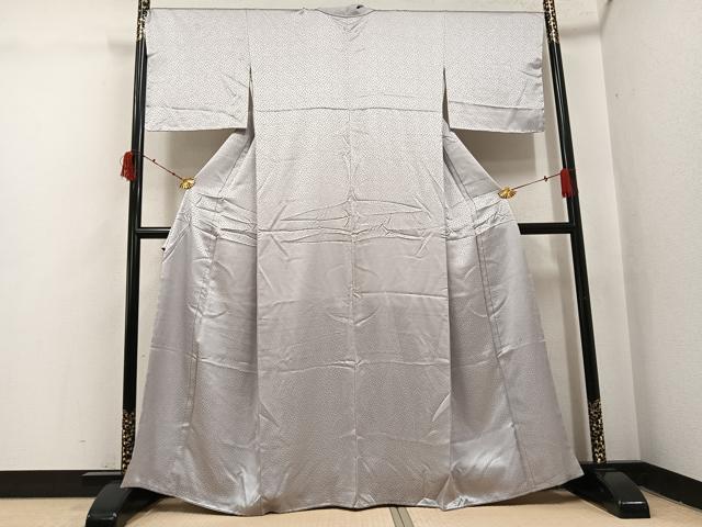 平和屋着物●上質な色無地 霞地紋 絹鼠色 正絹 逸品 未使用 AABJ0058ph