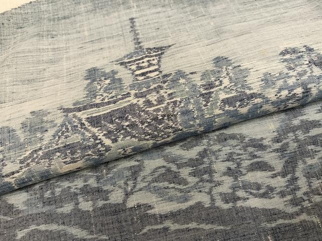 平和屋着物●色留訪問着 紬地 遠山風景樹林文 正絹 逸品 AABJ0059ph