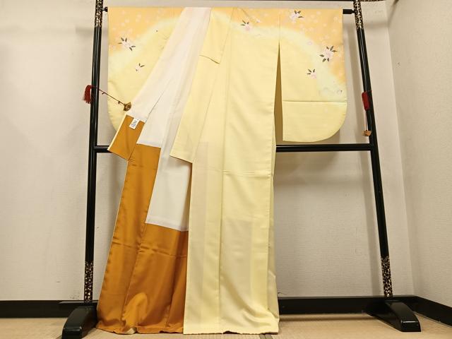 平和屋着物●小振袖 二尺袖 舞桜 暈し染め ロング丈 洗える着物 AABJ0069ph