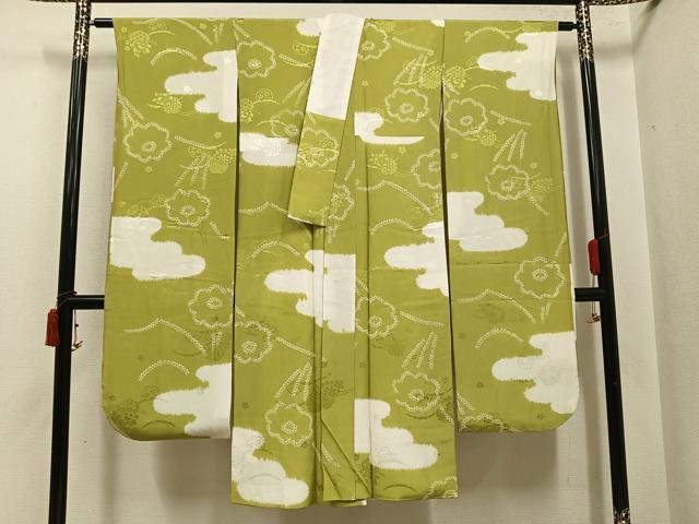 平和屋着物●振袖用長襦袢 袷 絞り 霞花文 広衿仕立て 正絹 逸品 AABJ0071ph