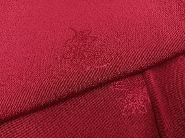 平和屋着物●世界的ファッションデザイナー 山本寛斎 kansaiブランド 振袖 堅牢染 草花地紋 濃紅色 反端付き 正絹 逸品 AABJ0073ph