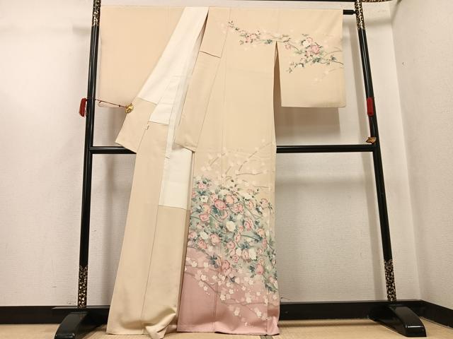 平和屋着物●京加賀友禅 百貫達雄 訪問着 枝花文 暈し染め 正絹 逸品 AABJ0075ph