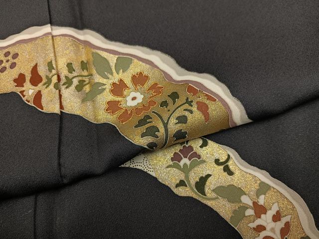 平和屋着物●訪問着 駒刺繍 道長草花文 金彩 ロング丈 正絹 逸品 未使用 AABJ0079ph