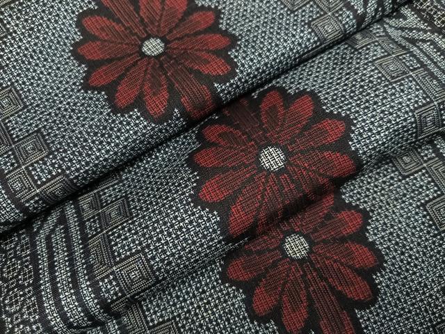 平和屋着物●アンティーク大島 本場大島紬 割込み絣 幾何学花文 正絹 逸品 AABJ0082ph
