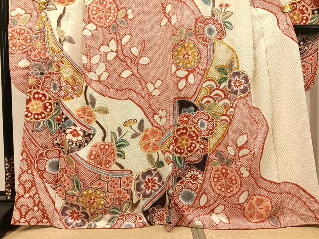 平和屋着物●豪華振袖 絞り 草花文 金彩 正絹 逸品 AABJ0085ph
