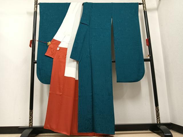 平和屋着物●豪華振袖 色無地 花地紋 天鵞絨色 正絹 逸品 AABJ0089ph