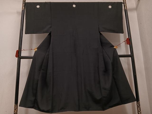 平和屋着物●男性 黒紋付 正絹 逸品 AABJ0091ph