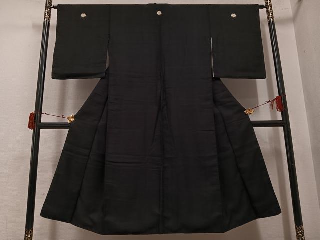 平和屋着物●男性 黒紋付 正絹 逸品 AABJ0092ph